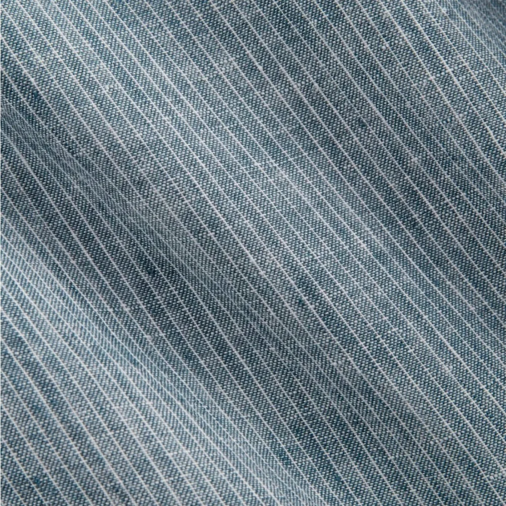 THE DAYTRIPPER DRESS IN LINEN blue and white stripe L EUC - Picture 2 of 7